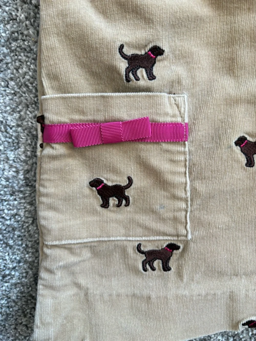 Lilly Pulitzer Tan Corduroy Pinafore with Embroidered Puppy - Picture 4 of 5